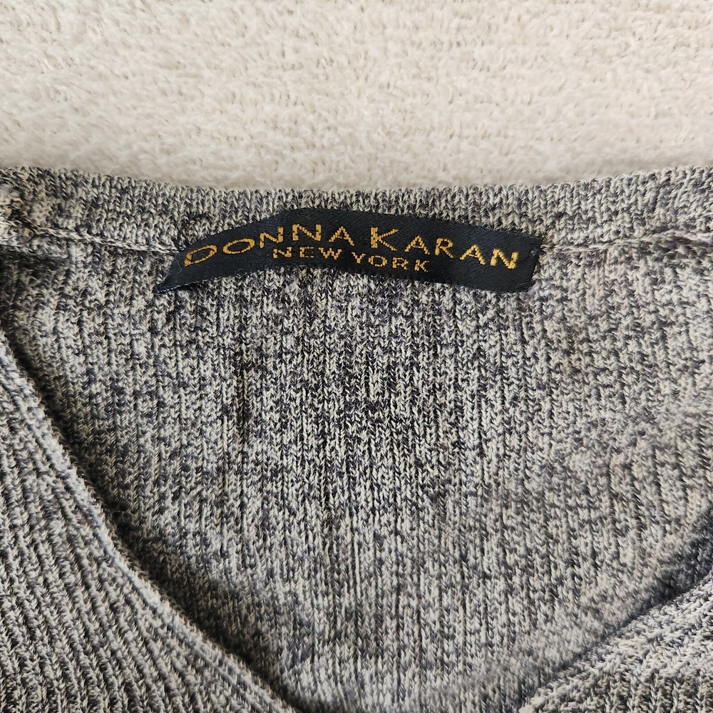 Donna Karan Vintage Gray Ribbed Knit Sweater 90s Minimalist Designer Small - Picture 2 of 10